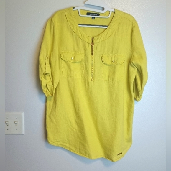 Ellen Tracy Linen Blouse Medium - Picture 1 of 9